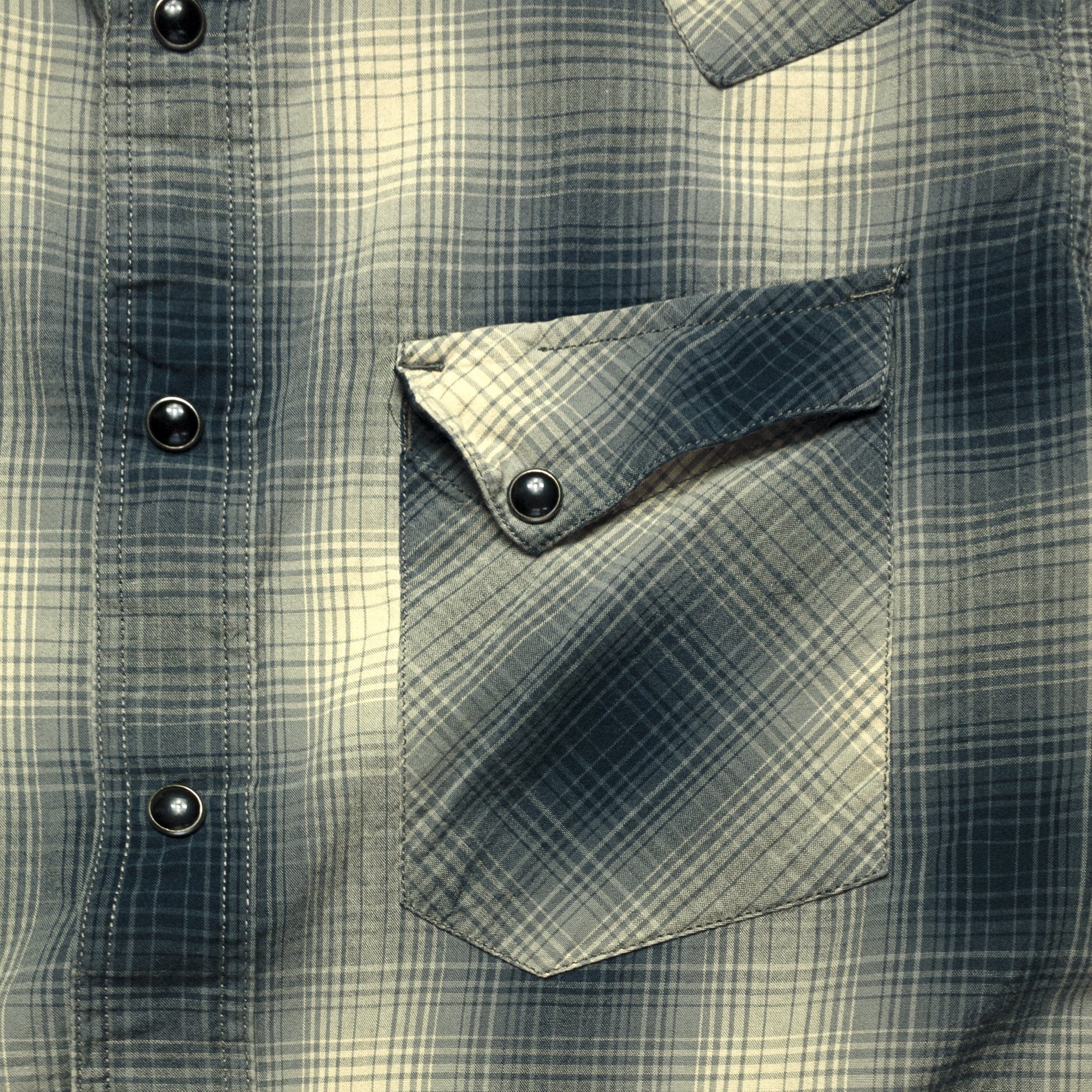 
                          Slim Fit Plaid Western - Black Ombre Plaid - RRL - STAG Provisions - Tops - L/S Woven - Plaid
                        