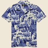 Photo-Print Jersey Camp Shirt - Blue/Cream - RRL - STAG Provisions - Tops - S/S Knit