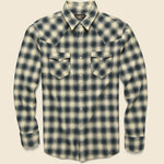 Slim Fit Plaid Brushed Western Shirt - Cream/Grey - RRL - STAG Provisions - Tops - L/S Woven - Plaid