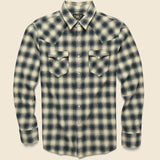 Slim Fit Plaid Brushed Western Shirt - Cream/Grey - RRL - STAG Provisions - Tops - L/S Woven - Plaid