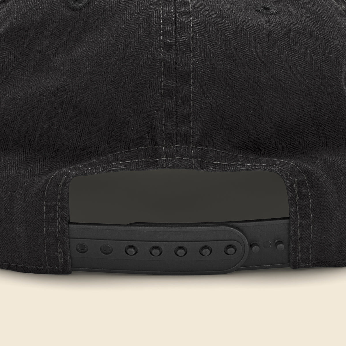 RRL Garment Dyed Herringbone Ball Cap in SS21 Black featuring a textured herringbone weave and classic six-panel construction.
