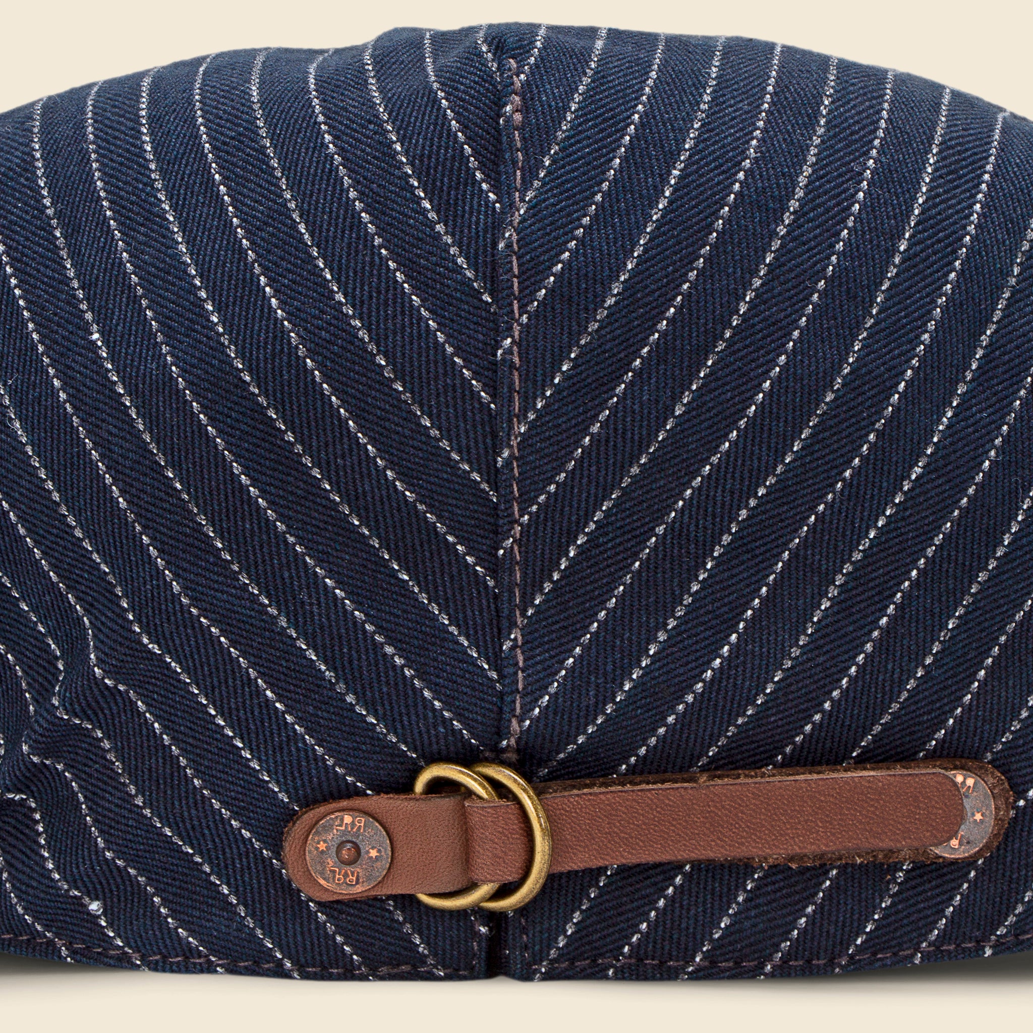 
                          Indigo Striped Herringbone Driver‚Äö√Ñ√¥s Cap - Indigo/White - RRL - STAG Provisions - Accessories - Hats
                        