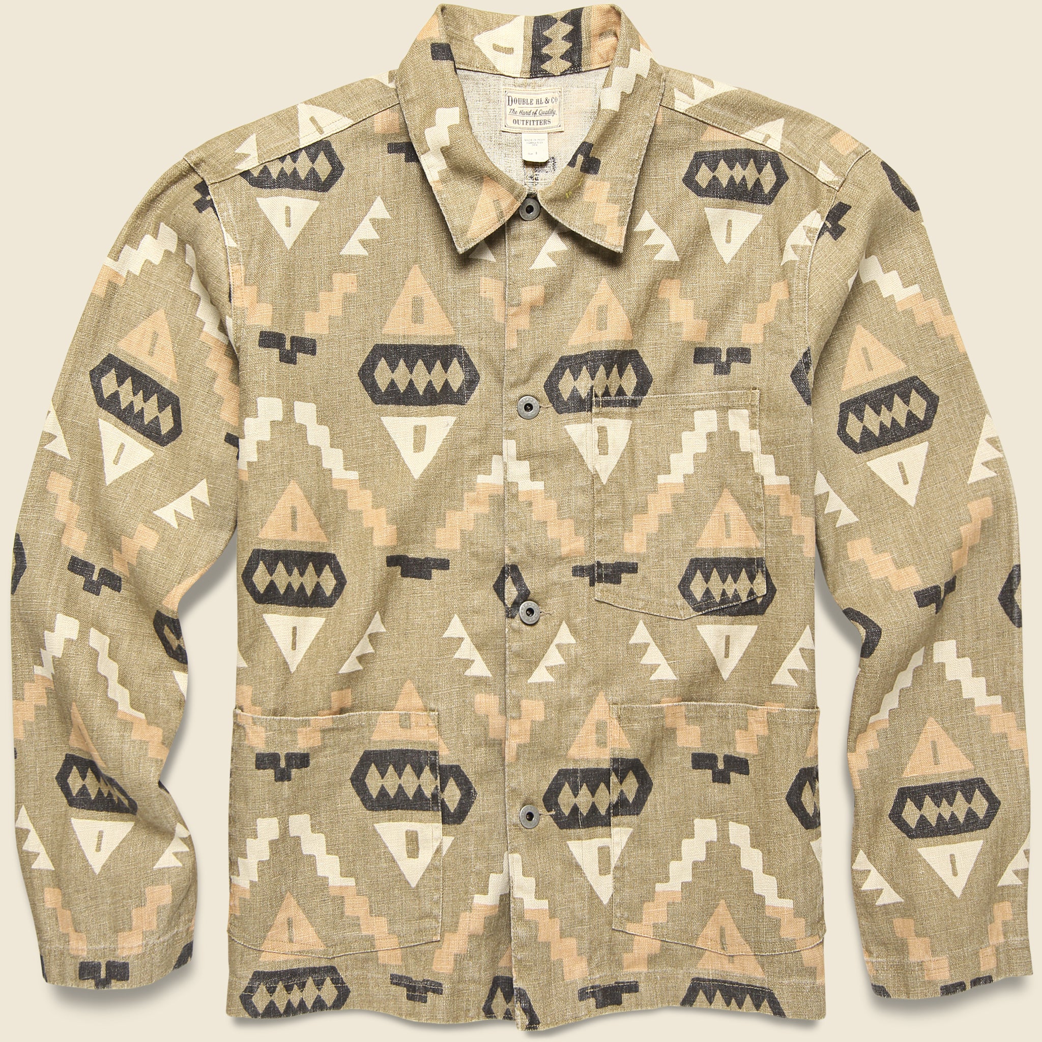 Oakham Printed Linen Jacket - Stone/Green/Burnt Sienna - RRL - STAG Provisions - Outerwear - Coat / Jacket