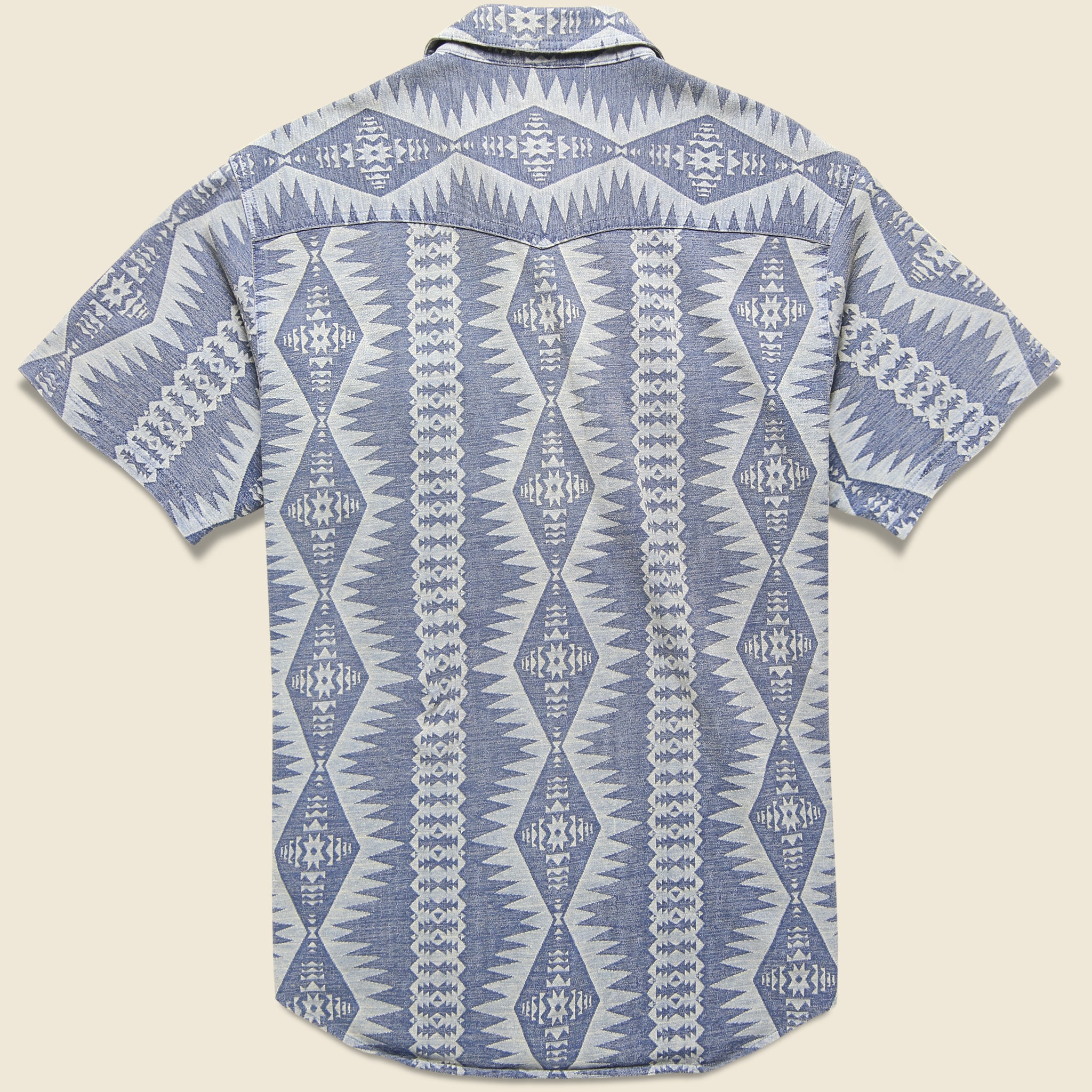 
                          Jaqcuard Knit Buffalo Western Shirt - Indigo/Multi - RRL - STAG Provisions - Tops - S/S Woven - Other Pattern
                        