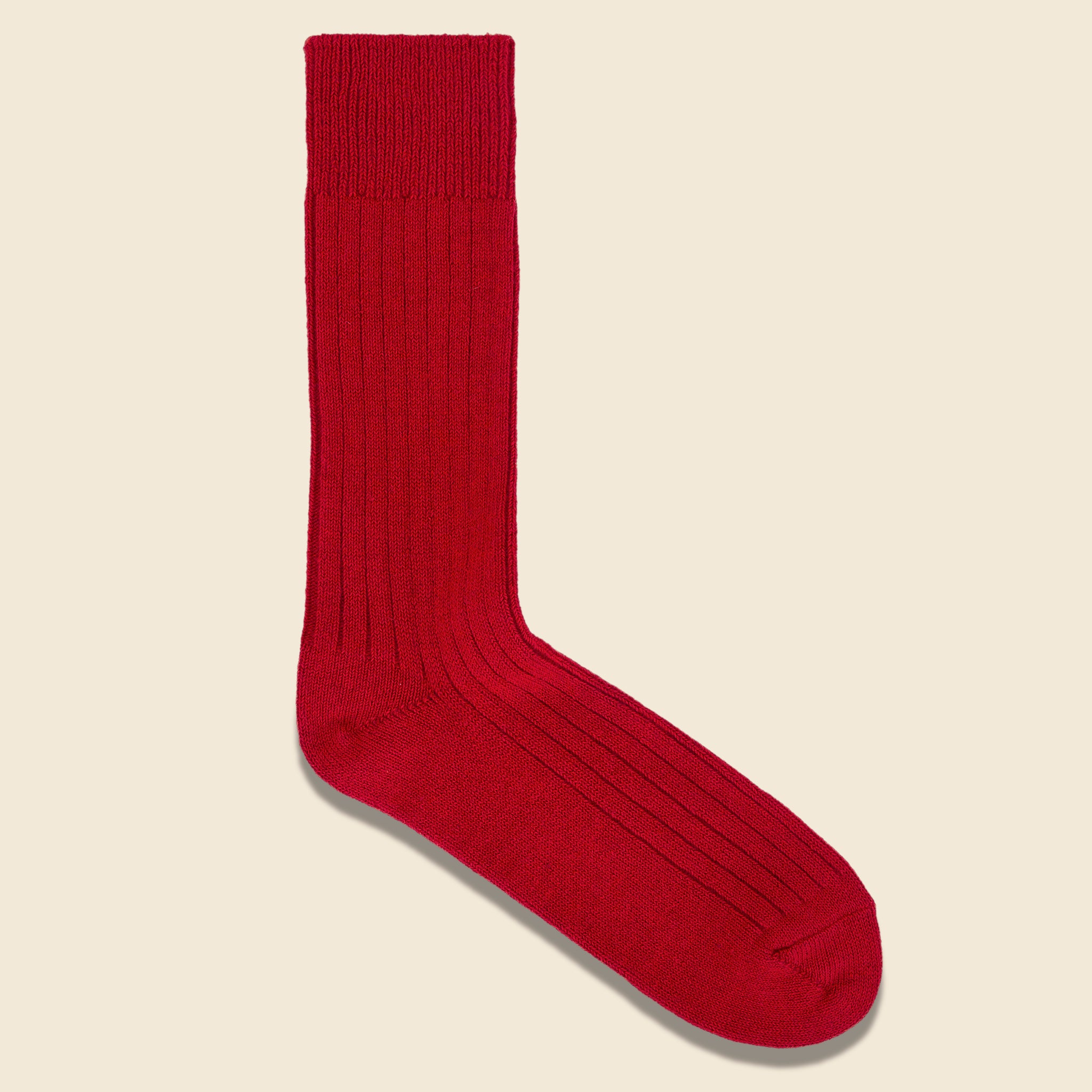 
                          Cotton Wool Rib Sock - Red - RoToTo - STAG Provisions - Accessories - Socks
                        