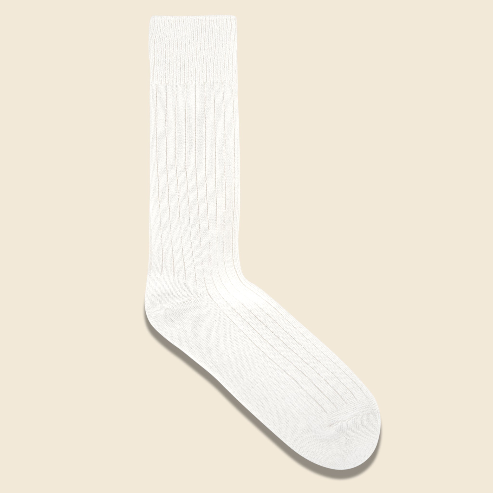 Cotton Wool Rib Sock - White - RoToTo - STAG Provisions - Accessories - Socks