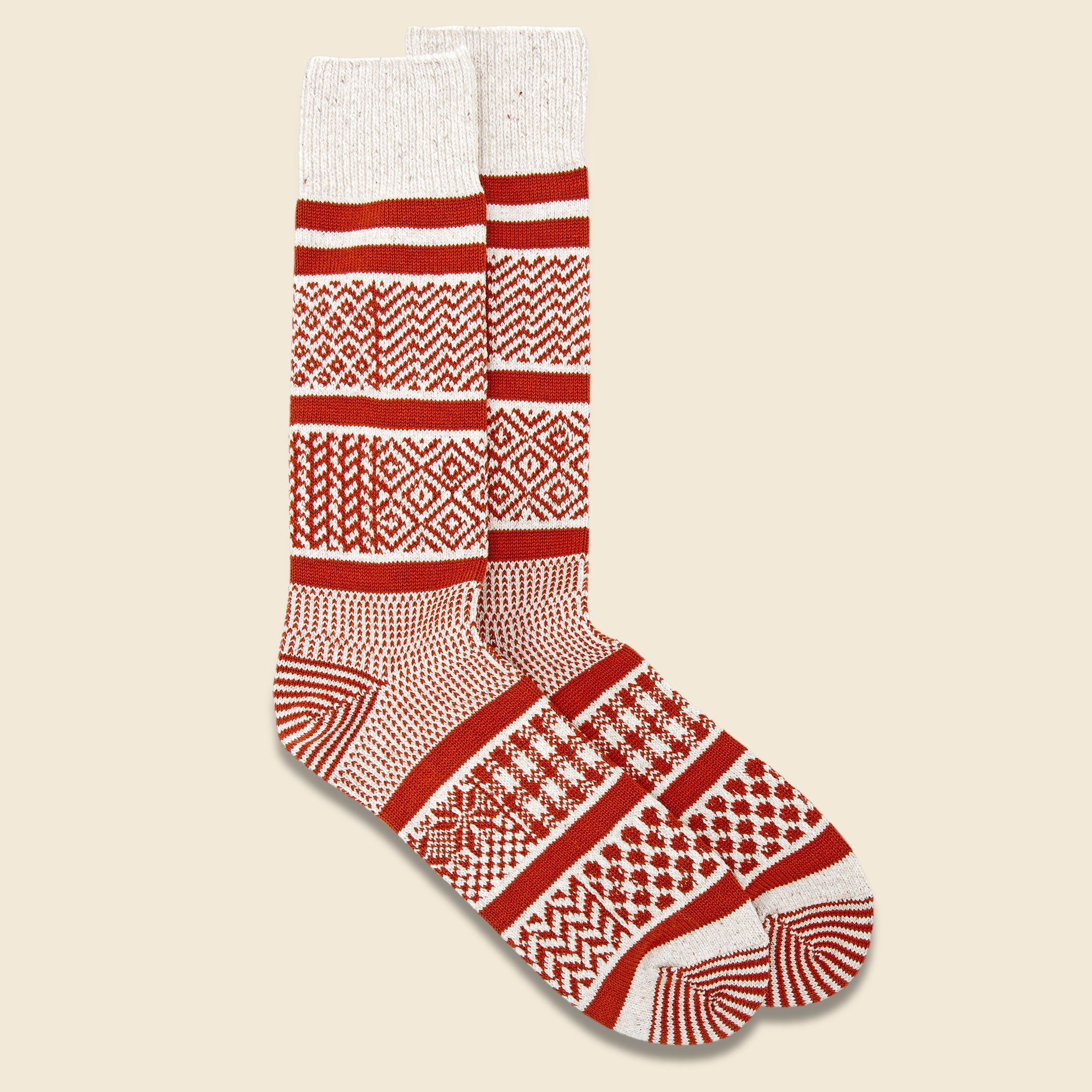 
                          Multi Jacquard Sock - Ivory/Rust - RoToTo - STAG Provisions - Accessories - Socks
                        