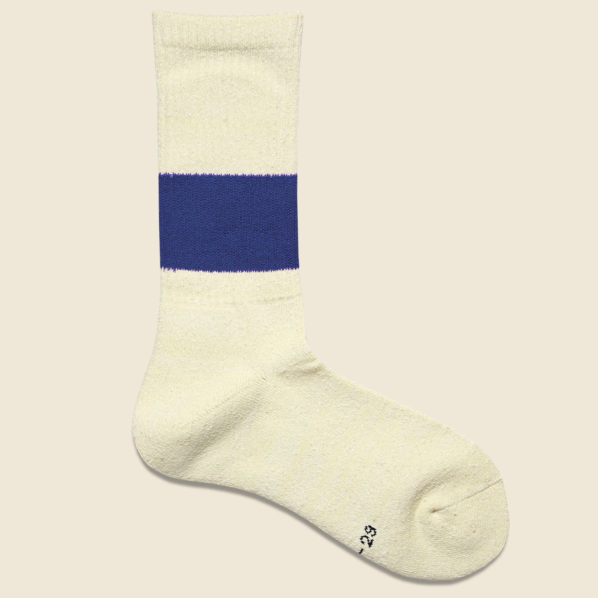 Silk Cotton Classic Crew Sock - Ivory/Blue - RoToTo - STAG Provisions - Accessories - Socks