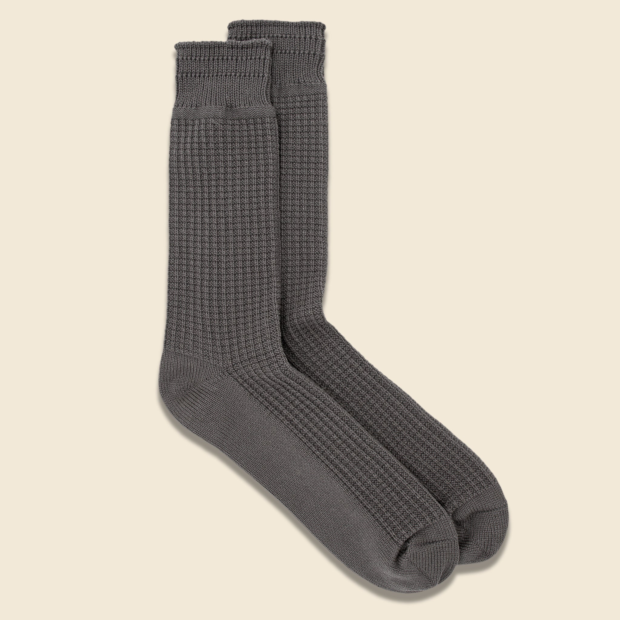 
                          Cotton Waffle Sock - Charcoal - RoToTo - STAG Provisions - Accessories - Socks
                        