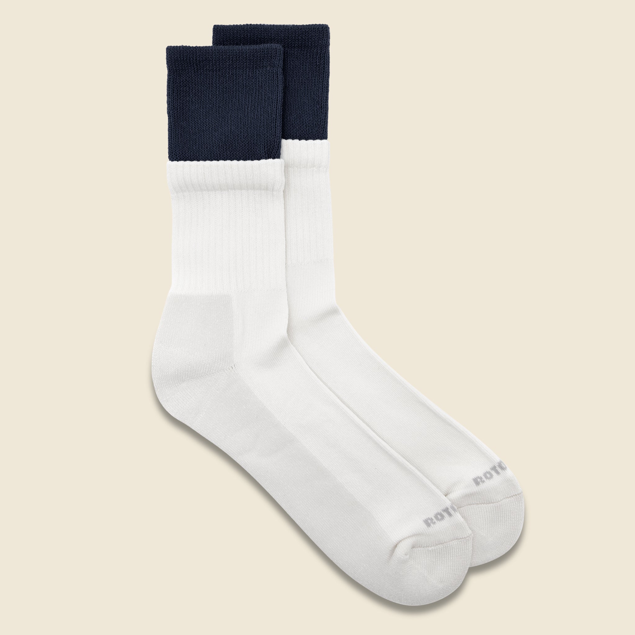Organic Cotton Double Layer Crew Sock - Navy/Off White - RoToTo - STAG Provisions - Accessories - Socks