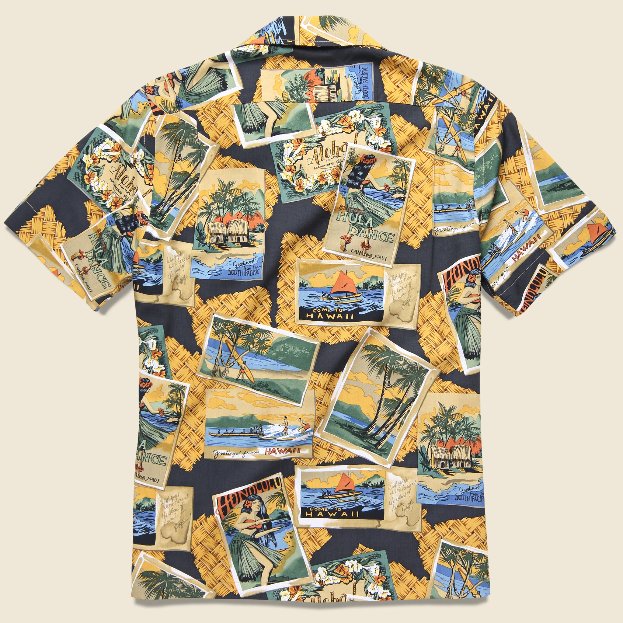 Greetings from Hawaii Rayon Shirt - Black - Reyn Spooner - STAG Provisions - Tops - S/S Woven - Other Pattern