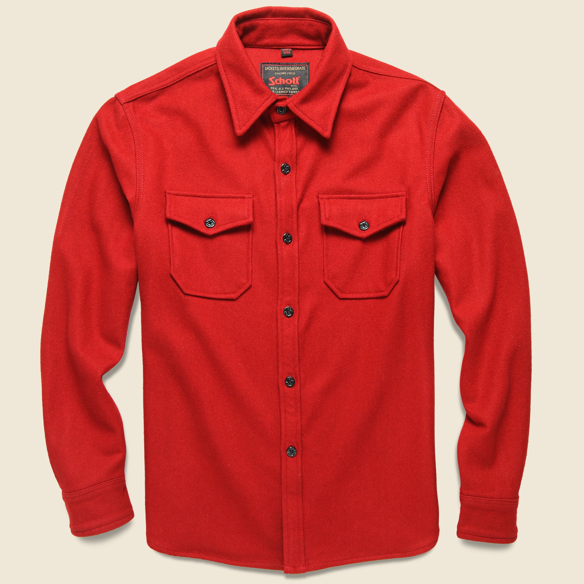 CPO Wool Shirt - Red - Schott - STAG Provisions - Tops - L/S Woven - Overshirt