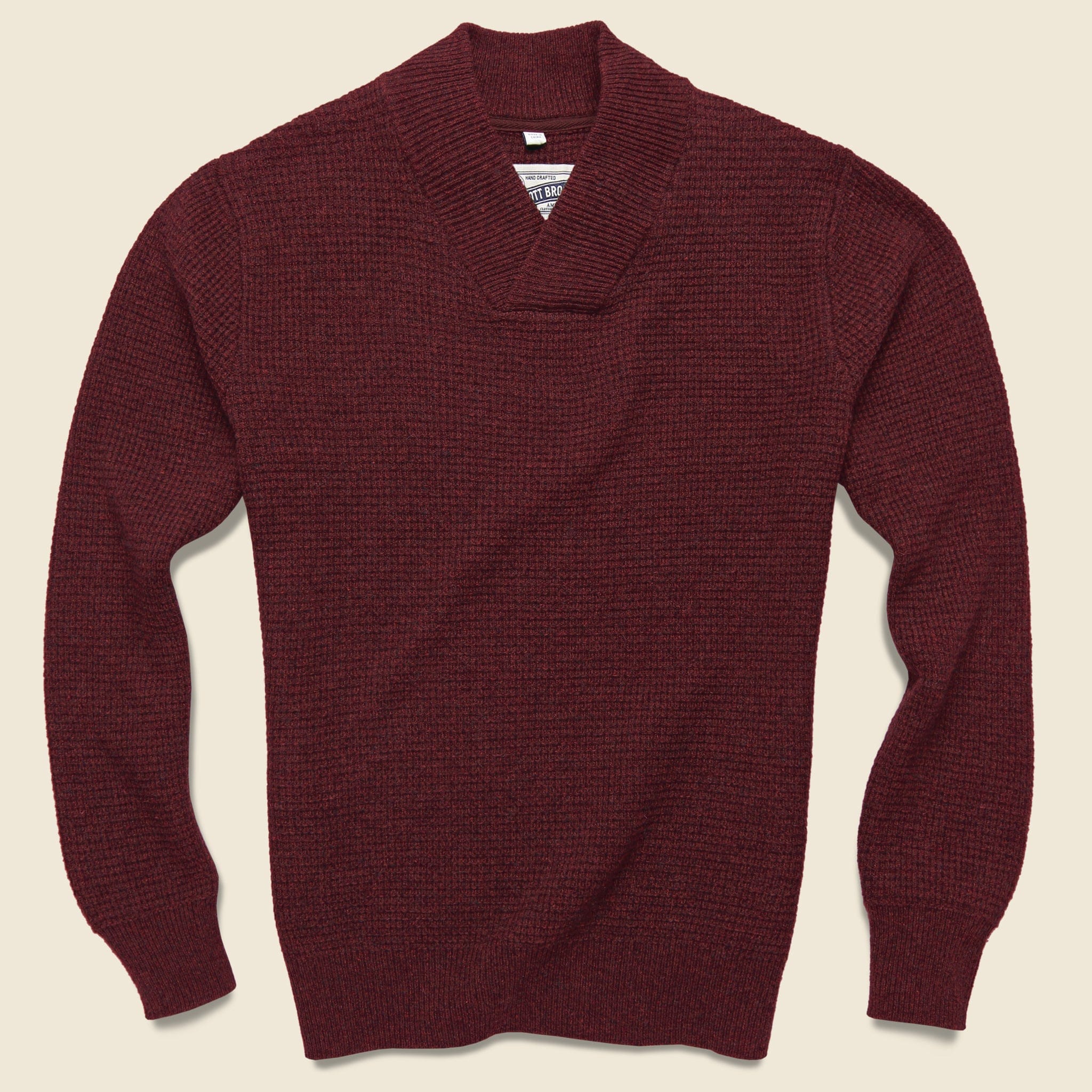 V-Neck Waffle Sweater - Burgundy - Schott - STAG Provisions - Tops - Sweater
