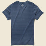 Striped Cotton Hemp Crew Tee - Blue - Save Khaki - STAG Provisions - Tops - S/S Tee