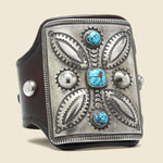 Leaf & Sunburst Motif Ketoh - Leather/Sterling/Turquoise - Smith Bros. Trading Co. - STAG Provisions - One & Done - Accessories & Jewelry
