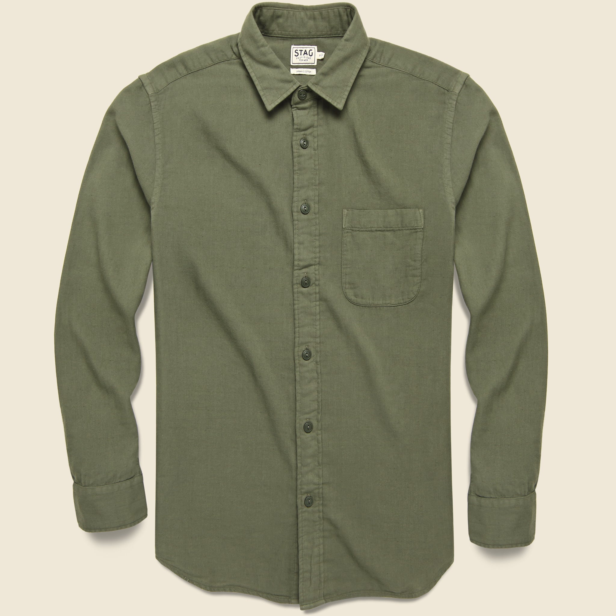 Garment-Dyed Double Cloth Shirt - Olive - STAG - STAG Provisions - Tops - L/S Woven - Solid
