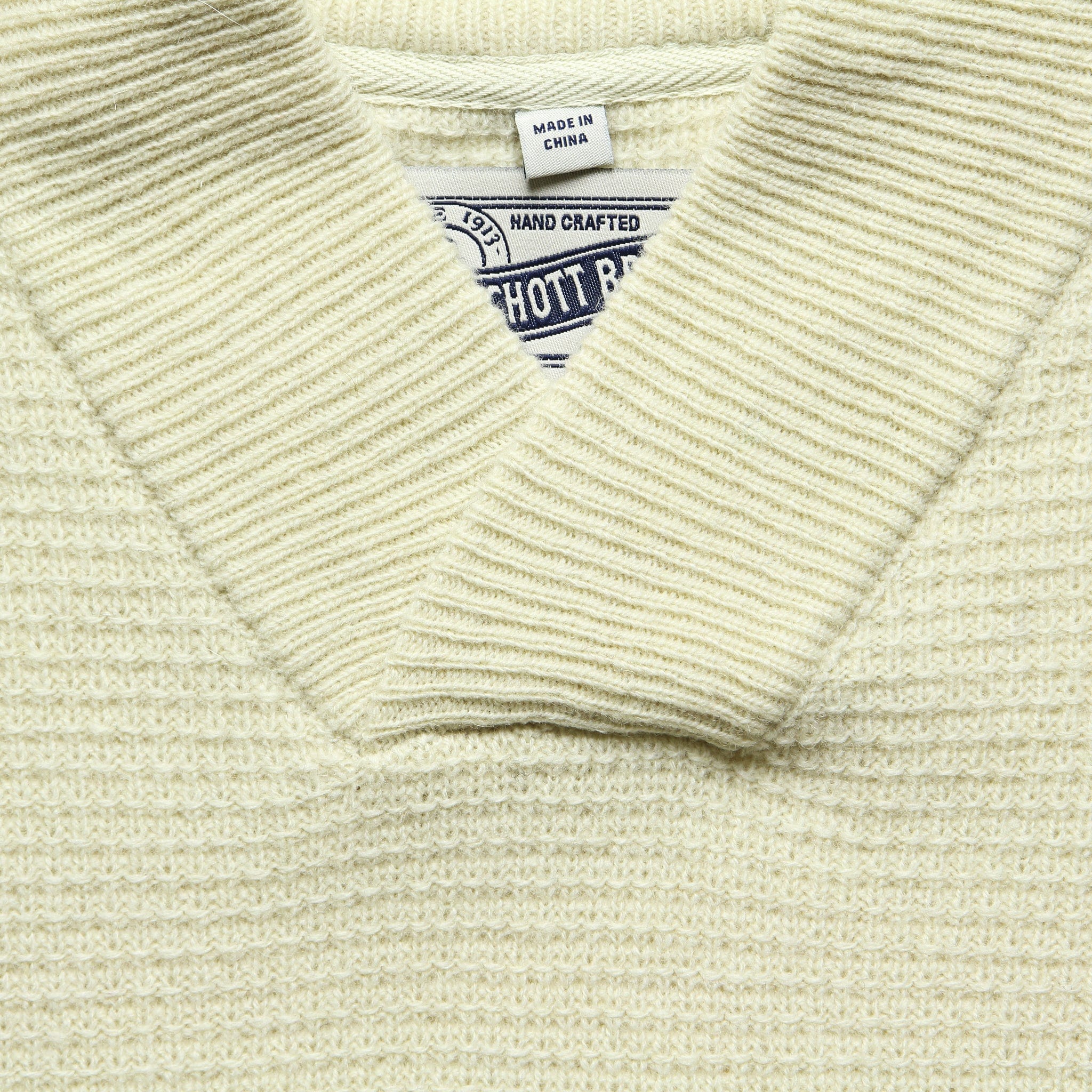
                          V-Neck Waffle Sweater - Off-White - Schott - STAG Provisions - Tops - Sweater
                        
