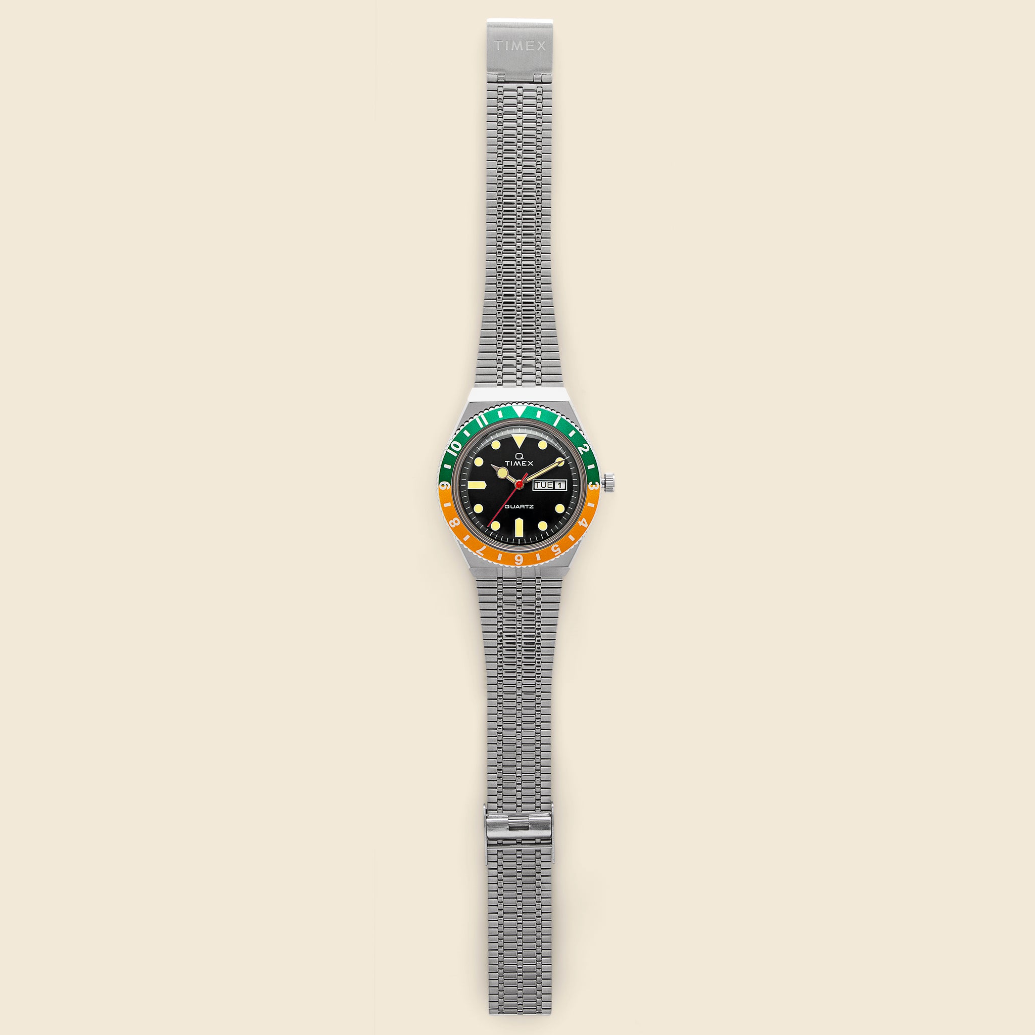 
                          Q Timex Reissue 38mm Bracelet Watch - Stainless Steel/Black/Green/Yellow - Timex - STAG Provisions - Accessories - Watches
                        