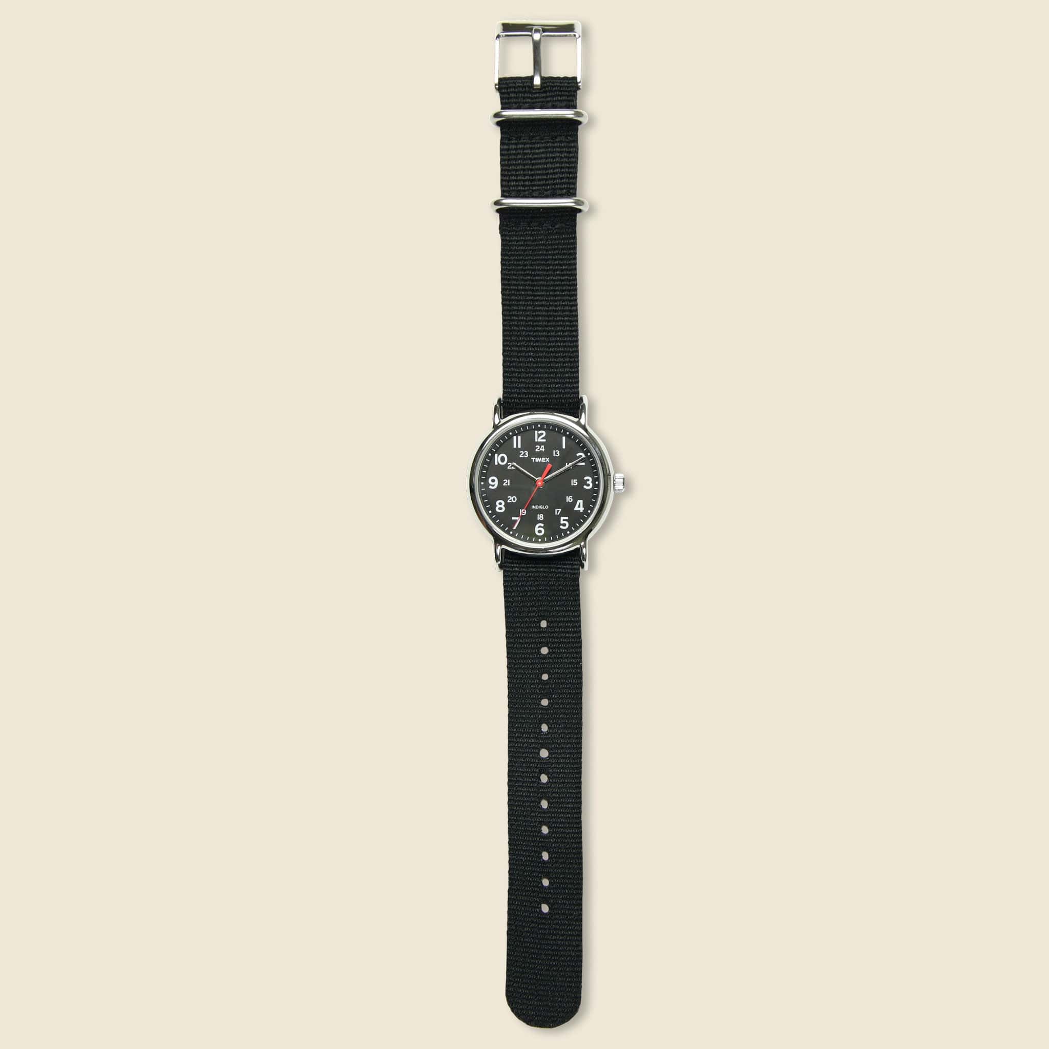 
                          Weekender Nylon Strap Watch 38mm - Black/Black - Timex - STAG Provisions - Accessories - Watches
                        