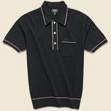 Tipped Button-Down Sweater Polo - Black - Todd Snyder - STAG Provisions - Tops - S/S Knit