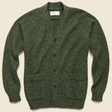 Lambswool Fleck Vince Cardigan - Olive - Universal Works - STAG Provisions - Tops - Sweater