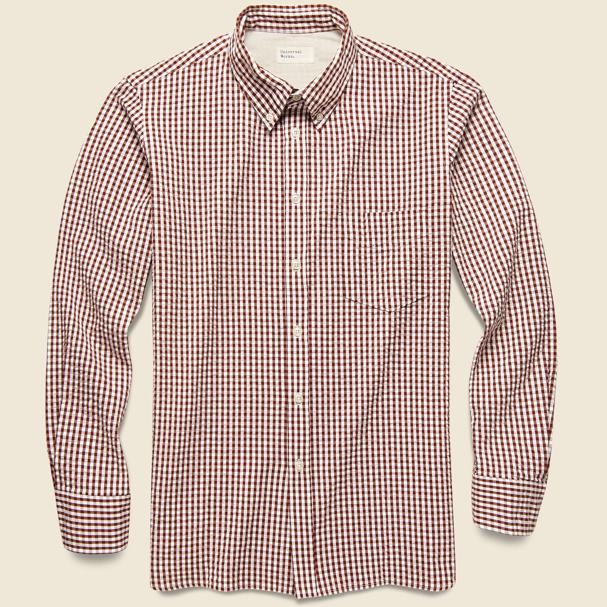 Everyday Shirt - Brown Gingham Seersucker - Universal Works - STAG Provisions - Tops - L/S Woven - Plaid