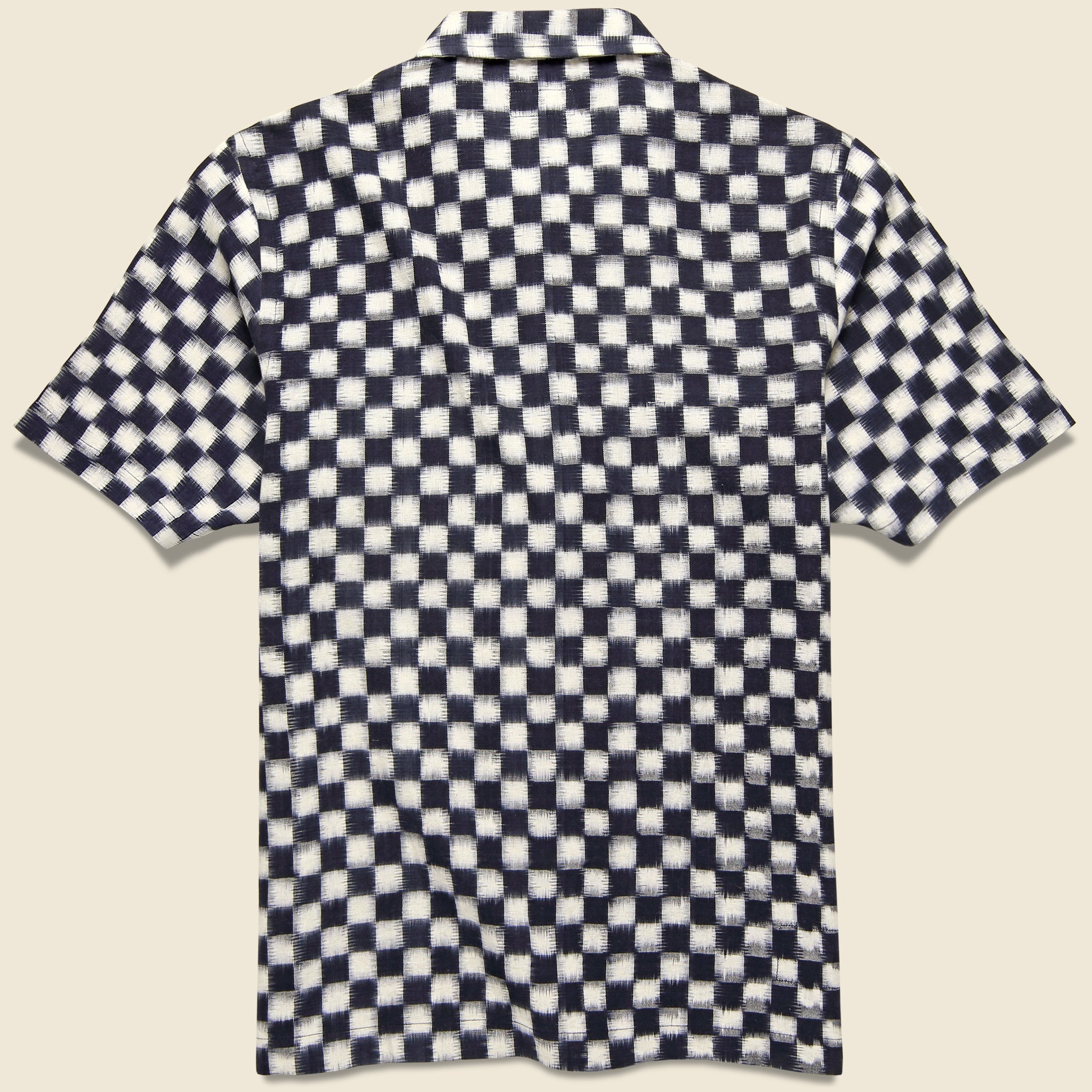 
                          Double Ikat Chequerboard Road Shirt - Indigo/White - Universal Works - STAG Provisions - Tops - S/S Woven - Other Pattern
                        