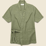 Short Sleeve Linen Kyoto Workshirt - Bright Olive - Universal Works - STAG Provisions - Tops - S/S Woven - Solid
