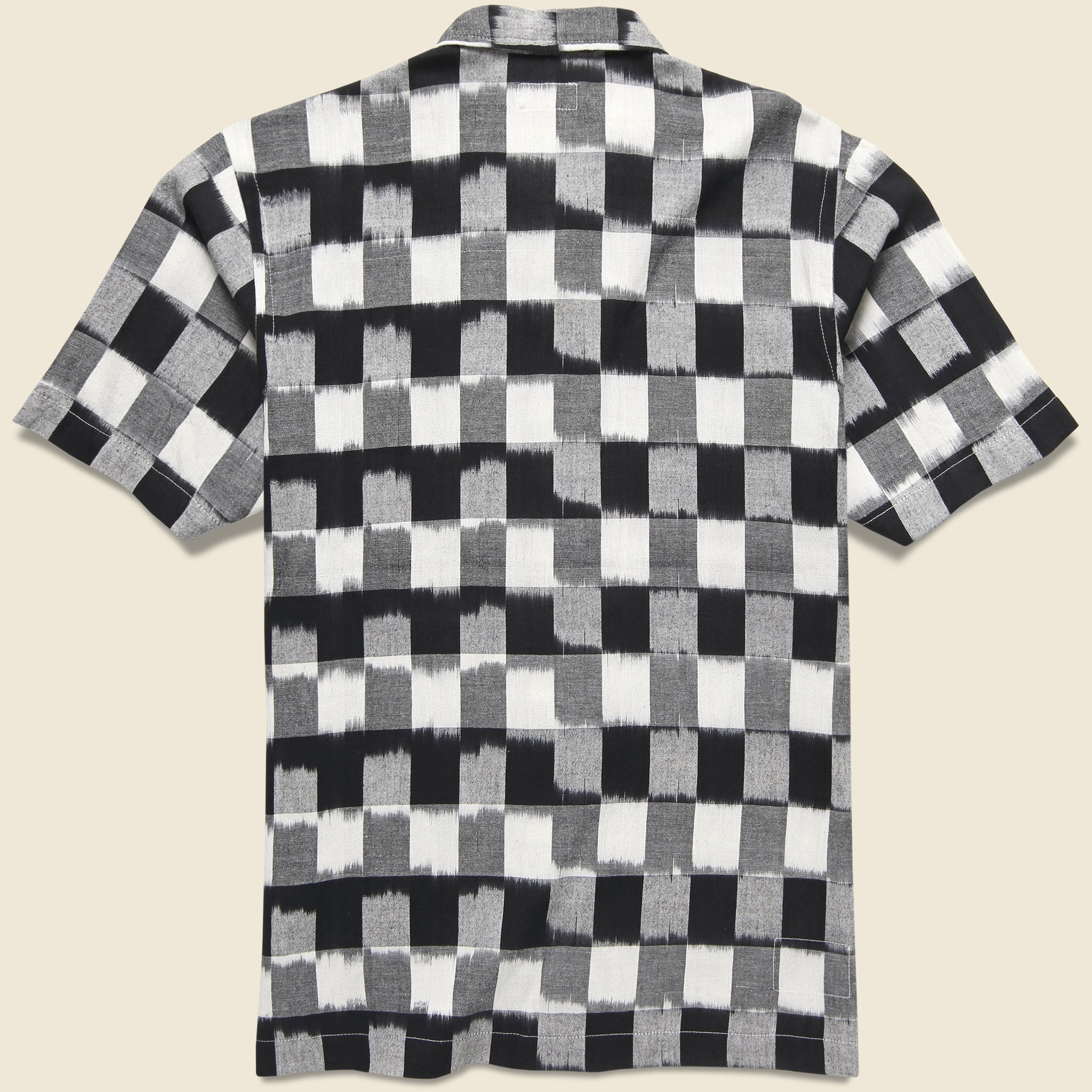Check Ikat Road Shirt - Black/White - Universal Works - STAG Provisions - Tops - S/S Woven - Other Pattern