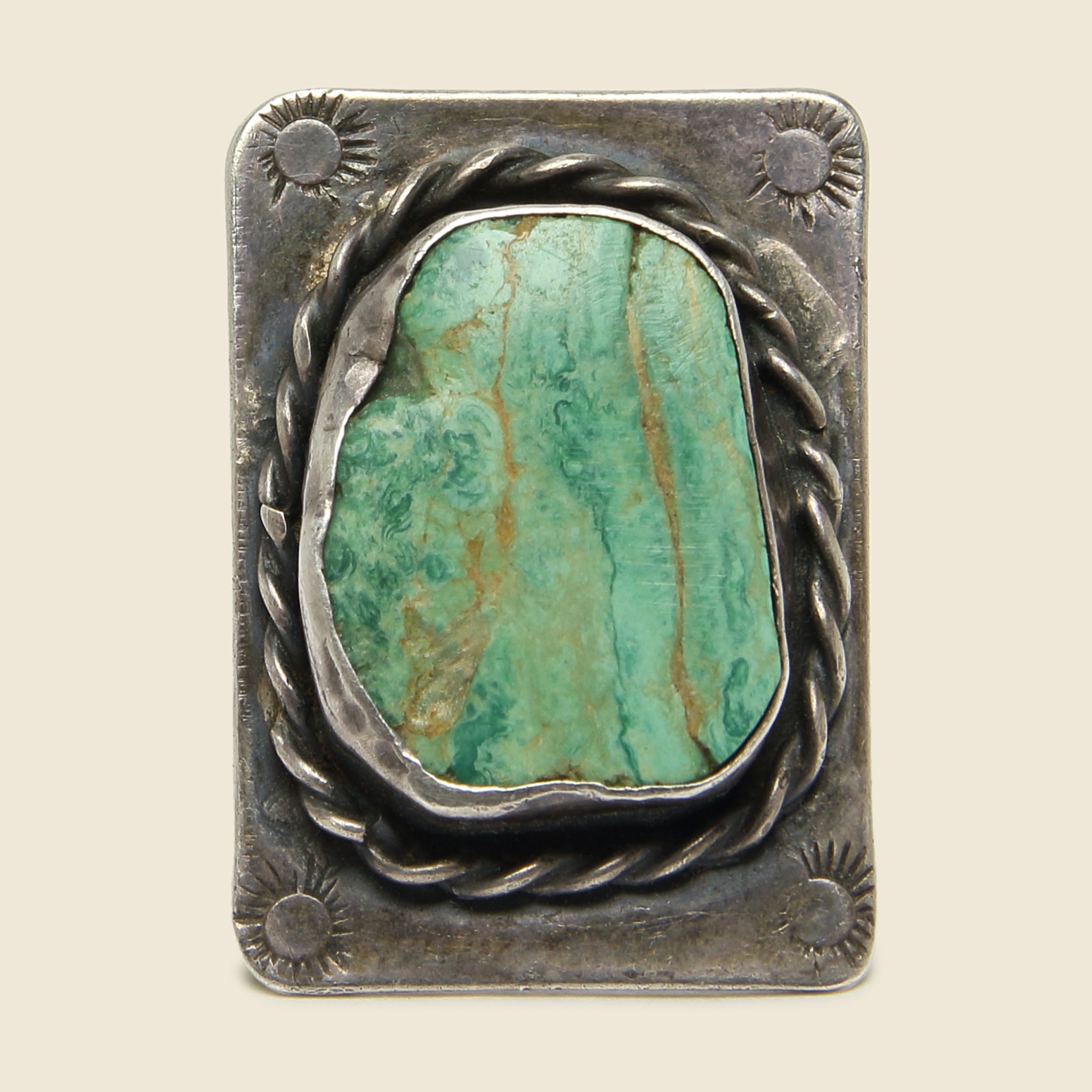 
                          Carved &amp; Stamped Turquoise Flattop Ring - Vintage - STAG Provisions - One &amp; Done - Accessories &amp; Jewelry
                        