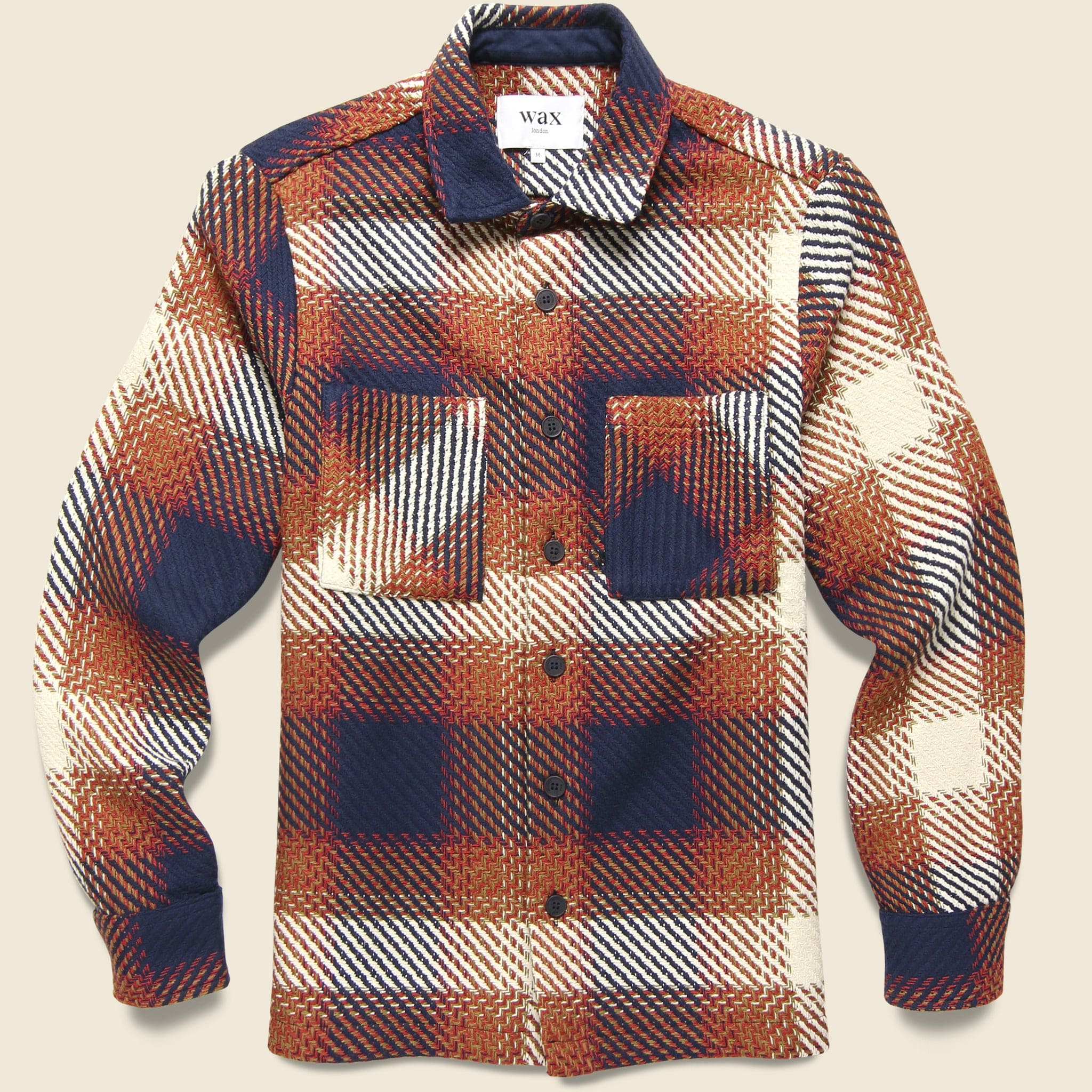 Whiting Overshirt - Navy/Red Ombre Check - Wax London - STAG Provisions - Tops - L/S Woven - Plaid