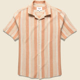 Crinkle Stripe Shirt - Orange - Wax London - STAG Provisions - Tops - S/S Woven - Stripe